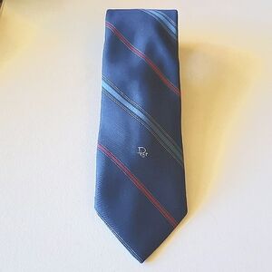 Christian Dior Vintage Men's Blue Striped Tie